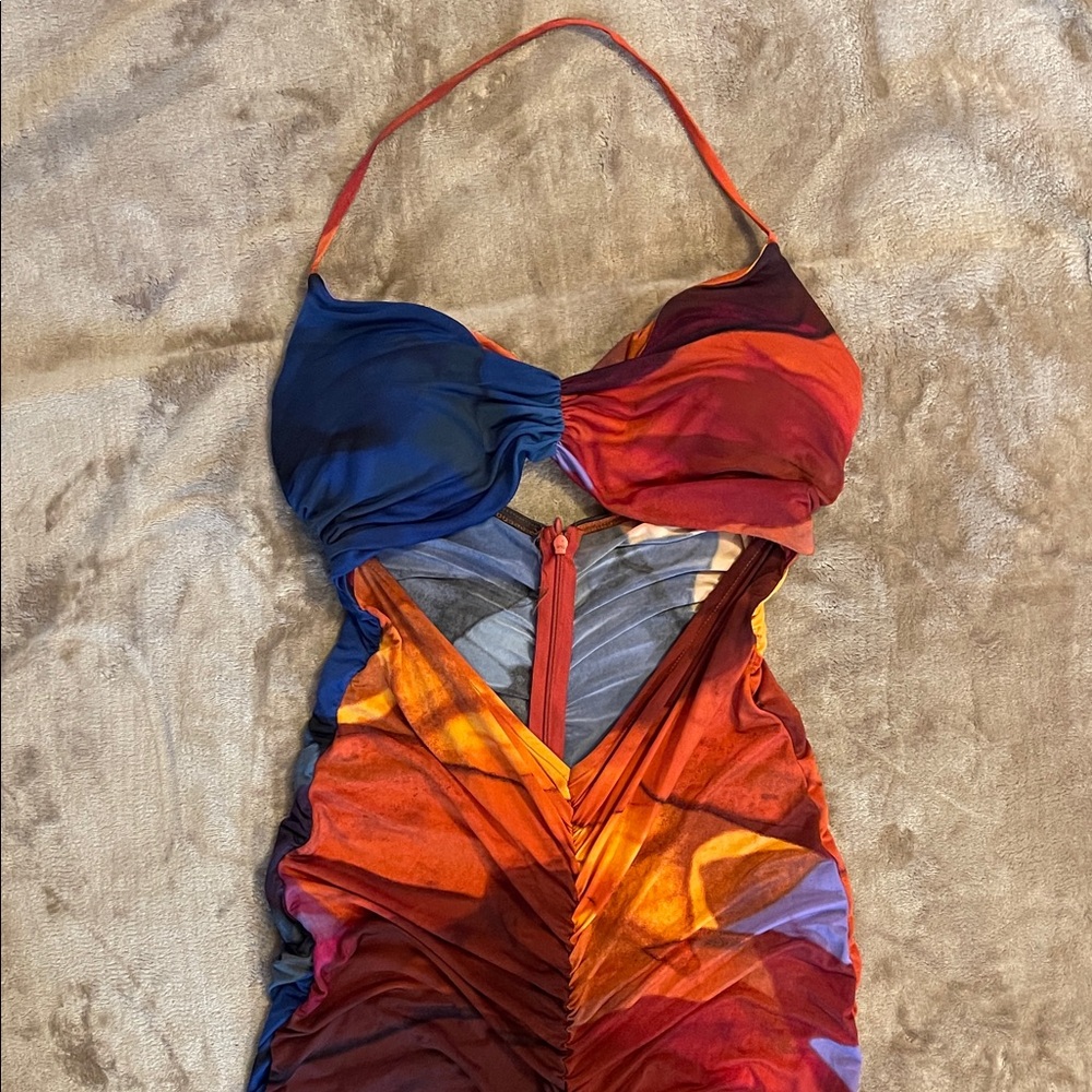 Multicolor Ruched Jumpsuit - Picture 3 of 7